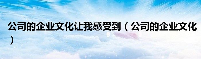 公司的企業(yè)文化讓我感受到（公司的企業(yè)文化）