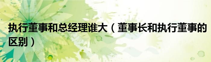 執(zhí)行董事和總經理誰大（董事長和執(zhí)行董事的區(qū)別）