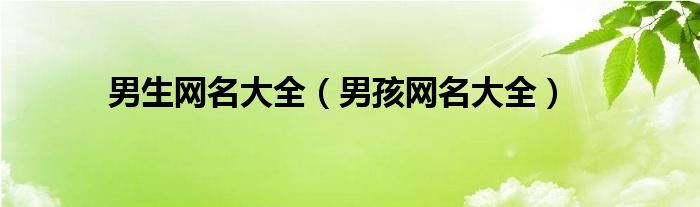 男生網(wǎng)名大全（男孩網(wǎng)名大全）