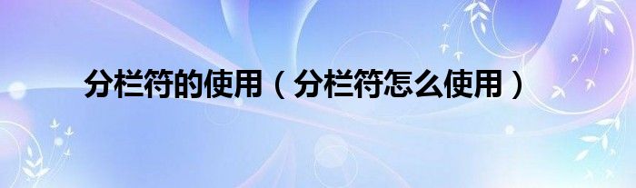 分欄符的使用（分欄符怎么使用）