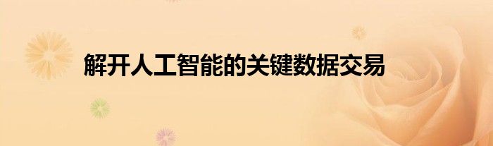 解開人工智能的關(guān)鍵數(shù)據(jù)交易