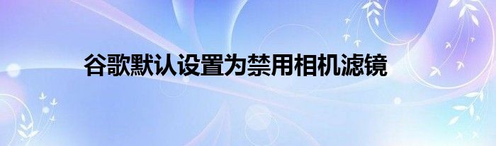谷歌默認設置為禁用相機濾鏡