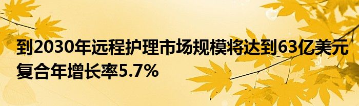 到2030年遠(yuǎn)程護(hù)理市場規(guī)模將達(dá)到63億美元復(fù)合年增長率5.7%