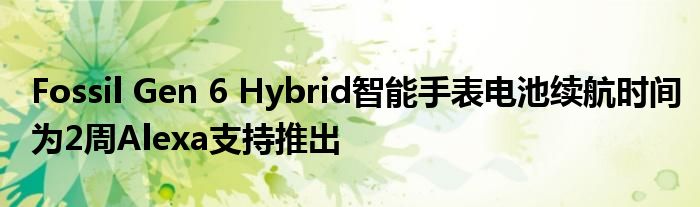 Fossil Gen 6 Hybrid智能手表電池續(xù)航時間為2周Alexa支持推出
