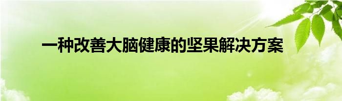 一種改善大腦健康的堅果解決方案