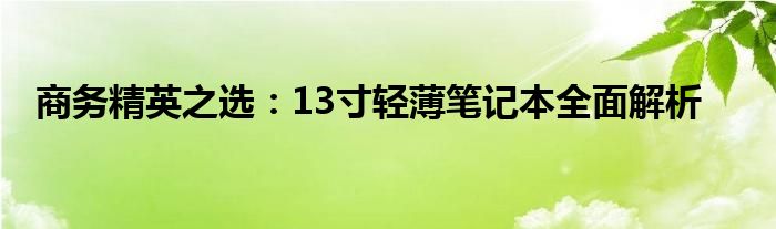 商務(wù)精英之選：13寸輕薄筆記本全面解析
