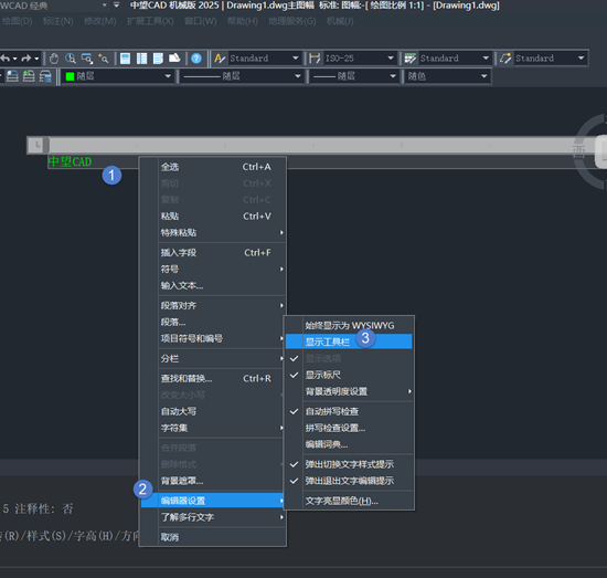 CAD編輯文本的工具欄不顯示該如何處理